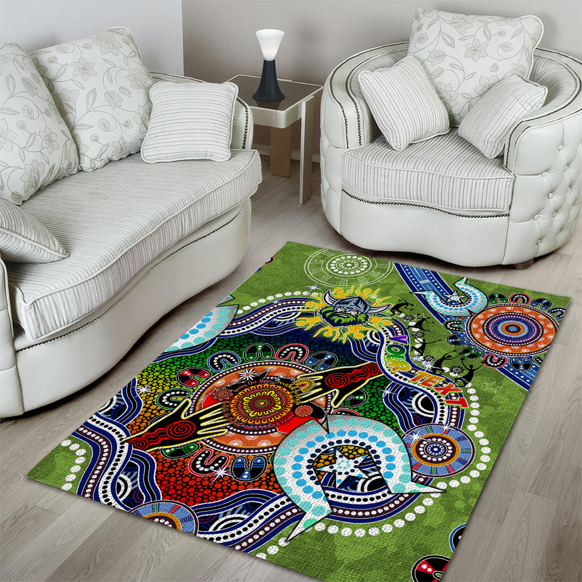 Personalised Raiders NAIDOC Week 2024 Area Rug Australia Aboriginal Dot Painting