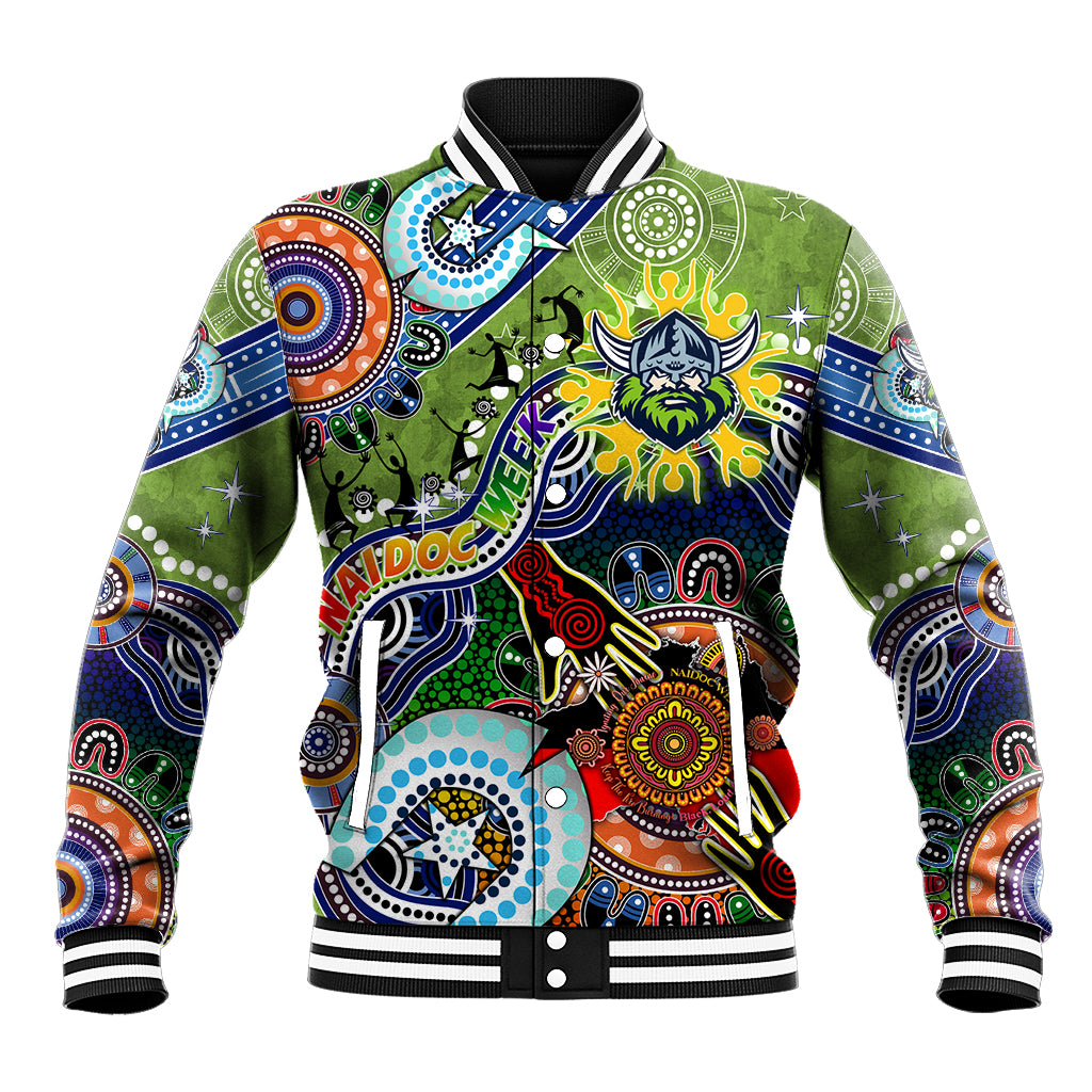 Personalised Raiders NAIDOC Week 2024 Baseball Jacket Australia Aboriginal Dot Painting