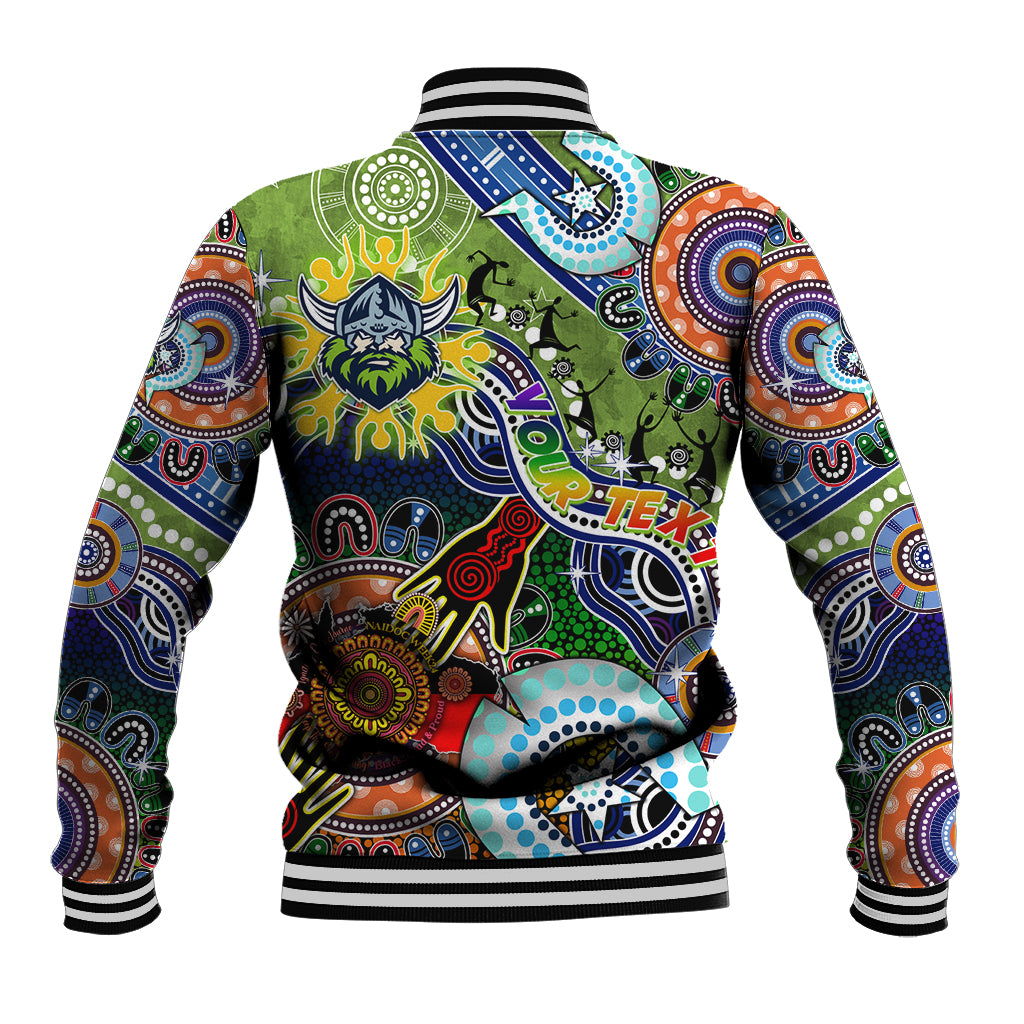 Personalised Raiders NAIDOC Week 2024 Baseball Jacket Australia Aboriginal Dot Painting