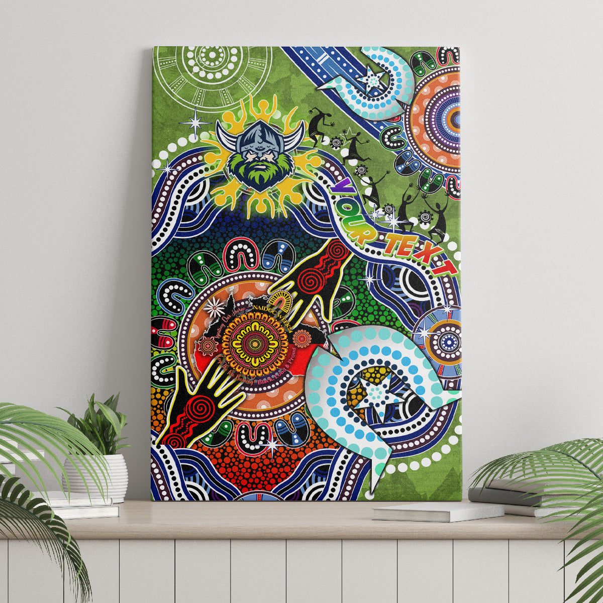 Personalised Raiders NAIDOC Week 2024 Canvas Wall Art Australia Aboriginal Dot Painting