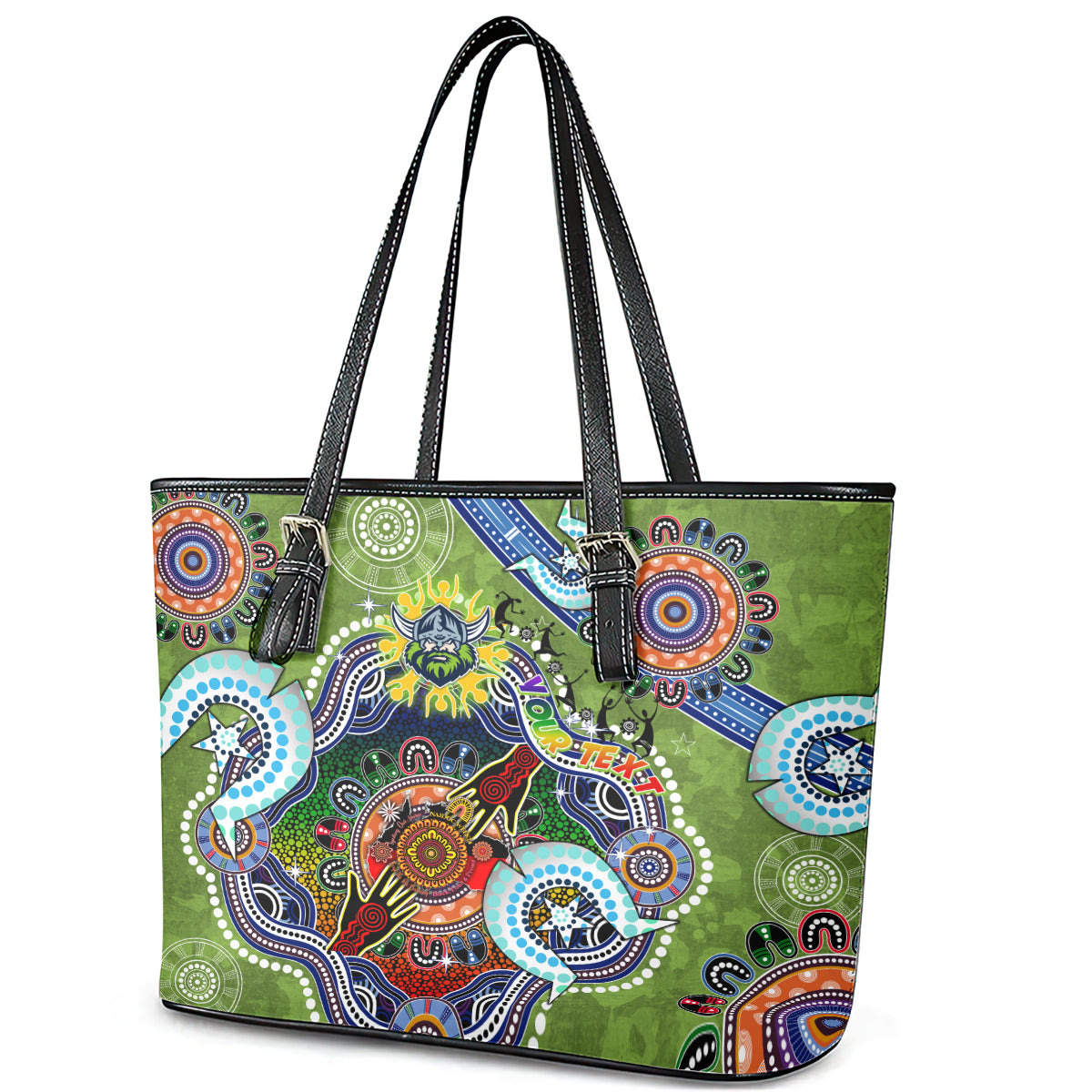 Personalised Raiders NAIDOC Week 2024 Leather Tote Bag Australia Aboriginal Dot Painting