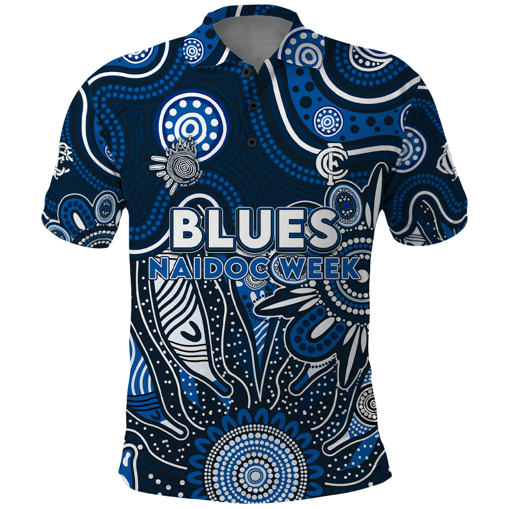 Personalised Blues NAIDOC Week 2024 Polo Shirt Aussie Aboriginal Art