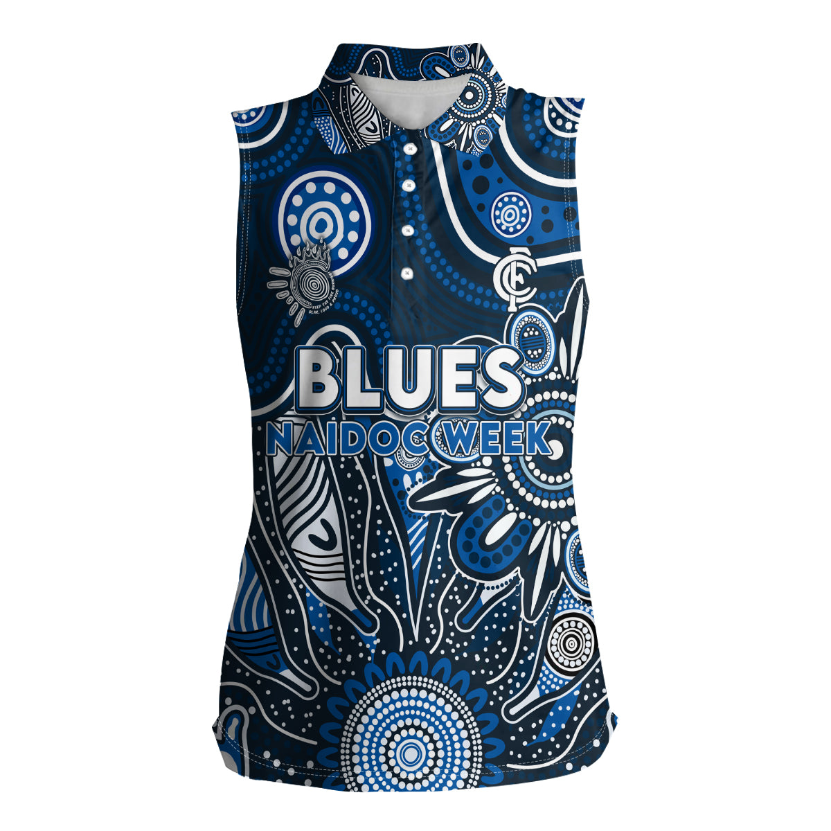 Personalised Blues NAIDOC Week 2024 Women Sleeveless Polo Shirt Aussie Aboriginal Art