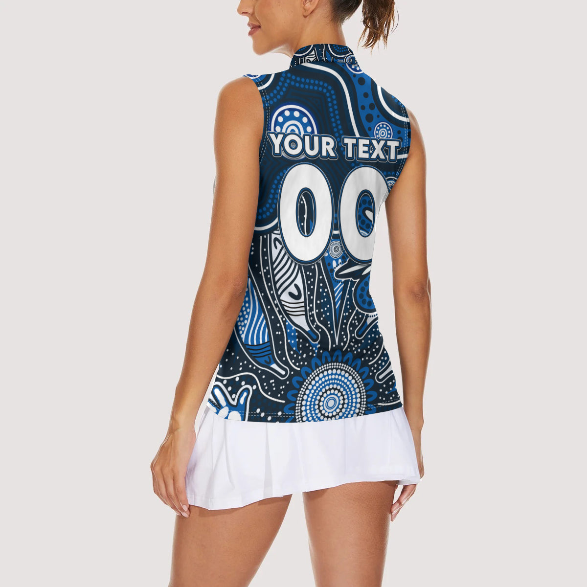 Personalised Blues NAIDOC Week 2024 Women Sleeveless Polo Shirt Aussie Aboriginal Art