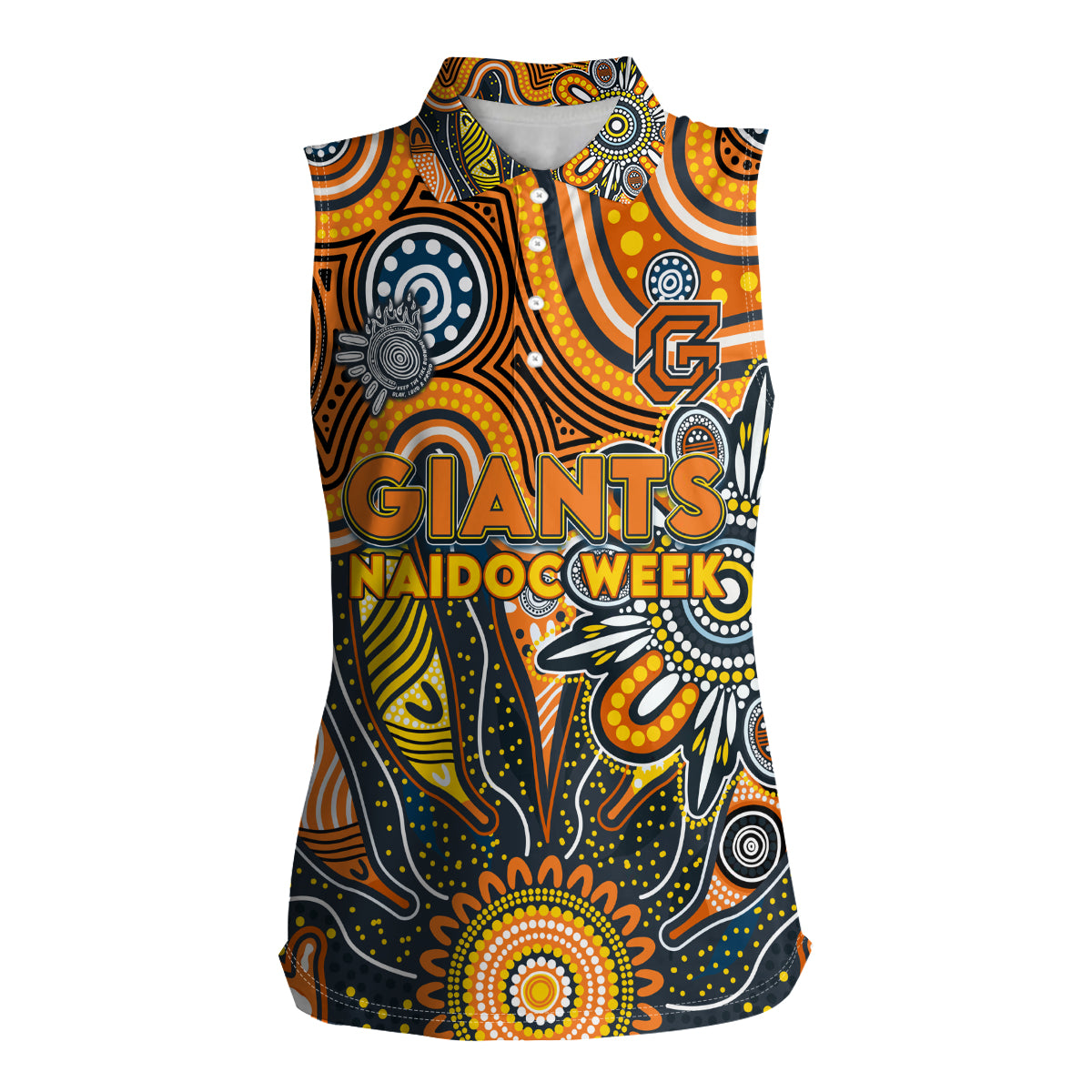 Personalised Giants NAIDOC Week 2024 Women Sleeveless Polo Shirt Aussie Aboriginal Art