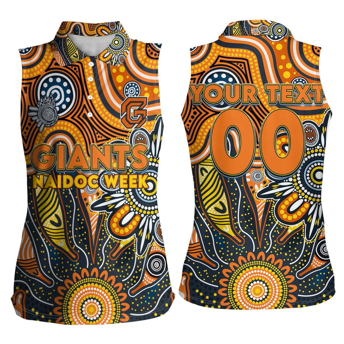 Personalised Giants NAIDOC Week 2024 Women Sleeveless Polo Shirt Aussie Aboriginal Art