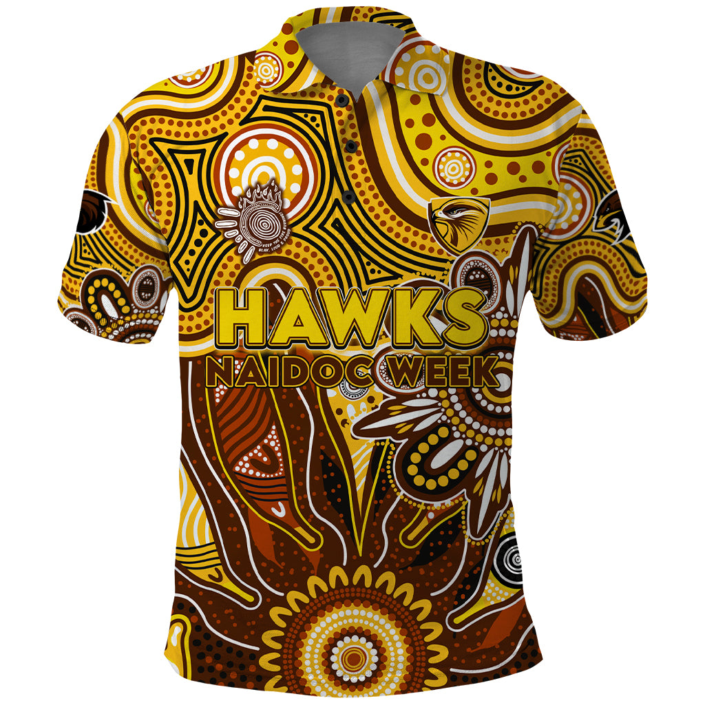 Personalised Hawks NAIDOC Week 2024 Polo Shirt Aussie Aboriginal Art