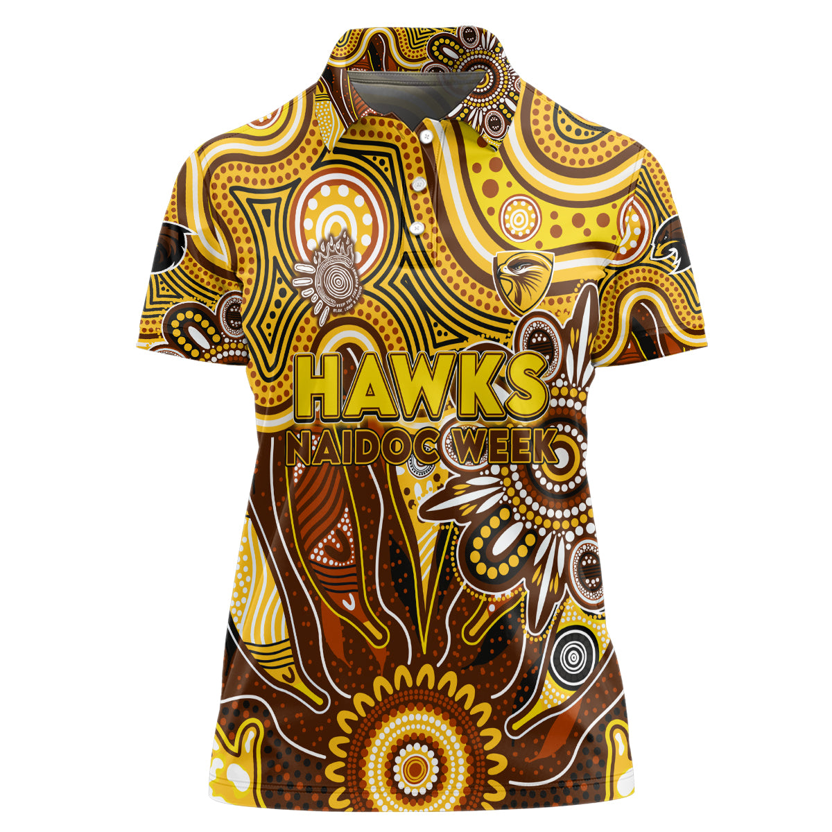 Personalised Hawks NAIDOC Week 2024 Women Polo Shirt Aussie Aboriginal Art