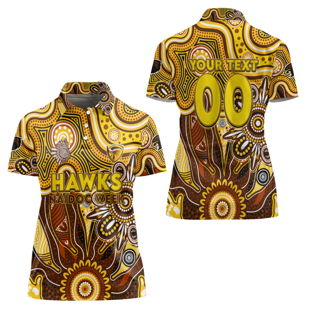 Personalised Hawks NAIDOC Week 2024 Women Polo Shirt Aussie Aboriginal Art