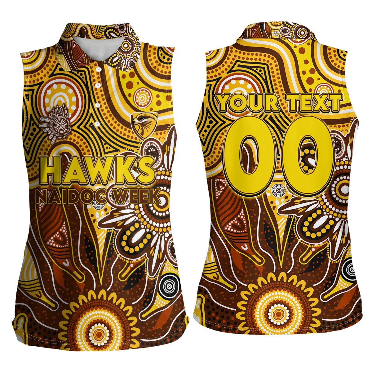 Personalised Hawks NAIDOC Week 2024 Women Sleeveless Polo Shirt Aussie Aboriginal Art