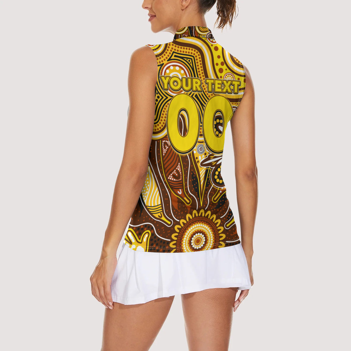 Personalised Hawks NAIDOC Week 2024 Women Sleeveless Polo Shirt Aussie Aboriginal Art