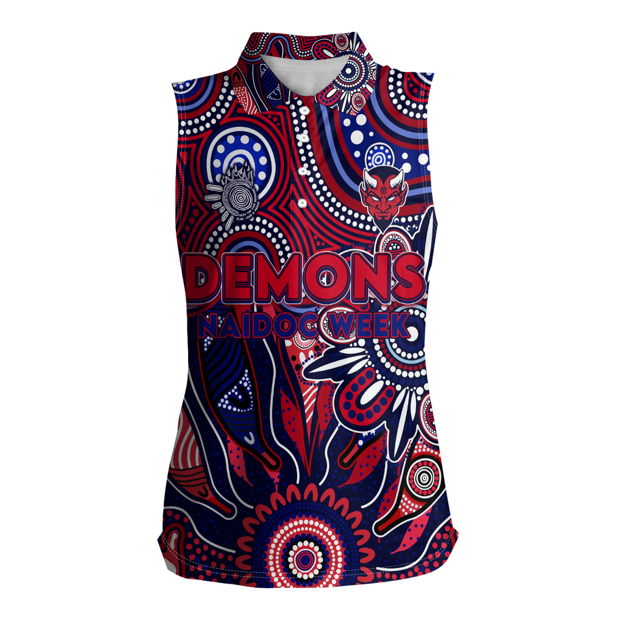 Personalised Demons NAIDOC Week 2024 Women Sleeveless Polo Shirt Aussie Aboriginal Art