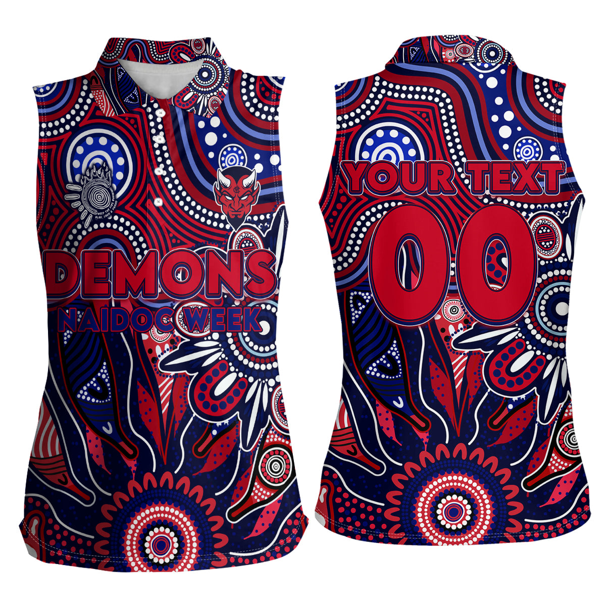 Personalised Demons NAIDOC Week 2024 Women Sleeveless Polo Shirt Aussie Aboriginal Art