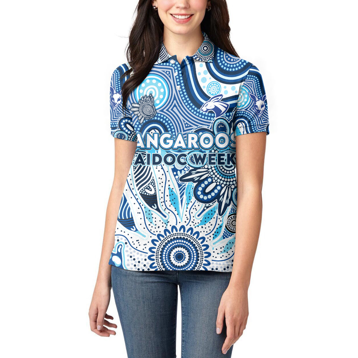 Personalised Kangaroos NAIDOC Week 2024 Women Polo Shirt Aussie Aboriginal Art