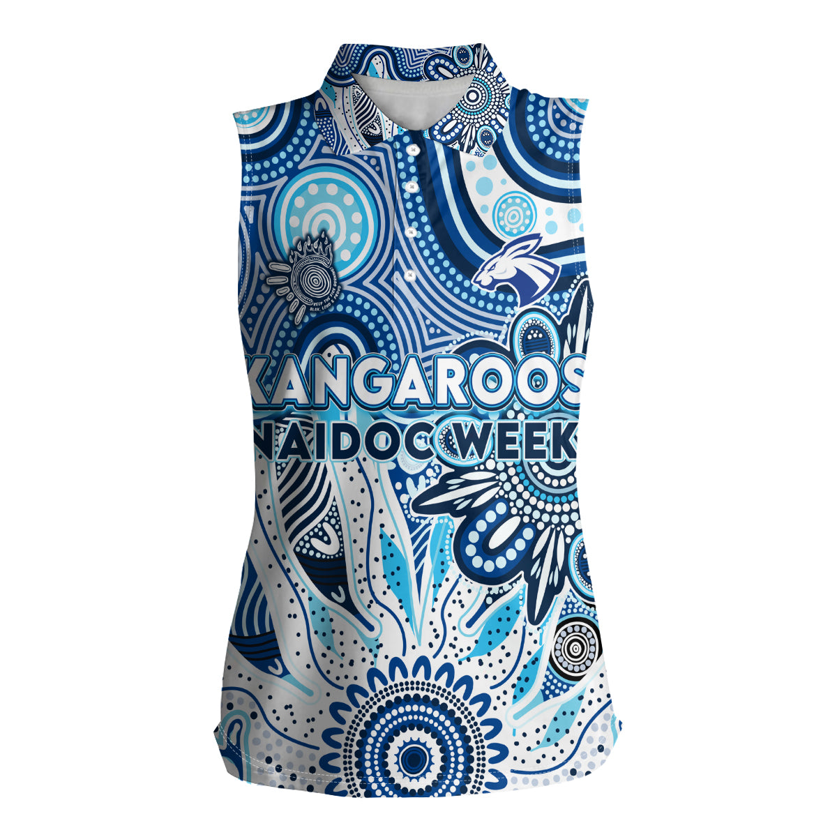 Personalised Kangaroos NAIDOC Week 2024 Women Sleeveless Polo Shirt Aussie Aboriginal Art