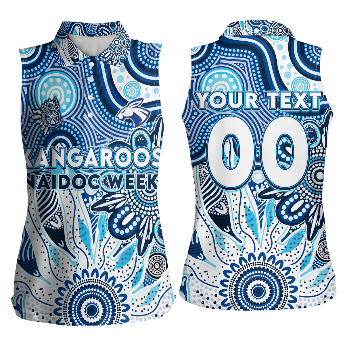 Personalised Kangaroos NAIDOC Week 2024 Women Sleeveless Polo Shirt Aussie Aboriginal Art