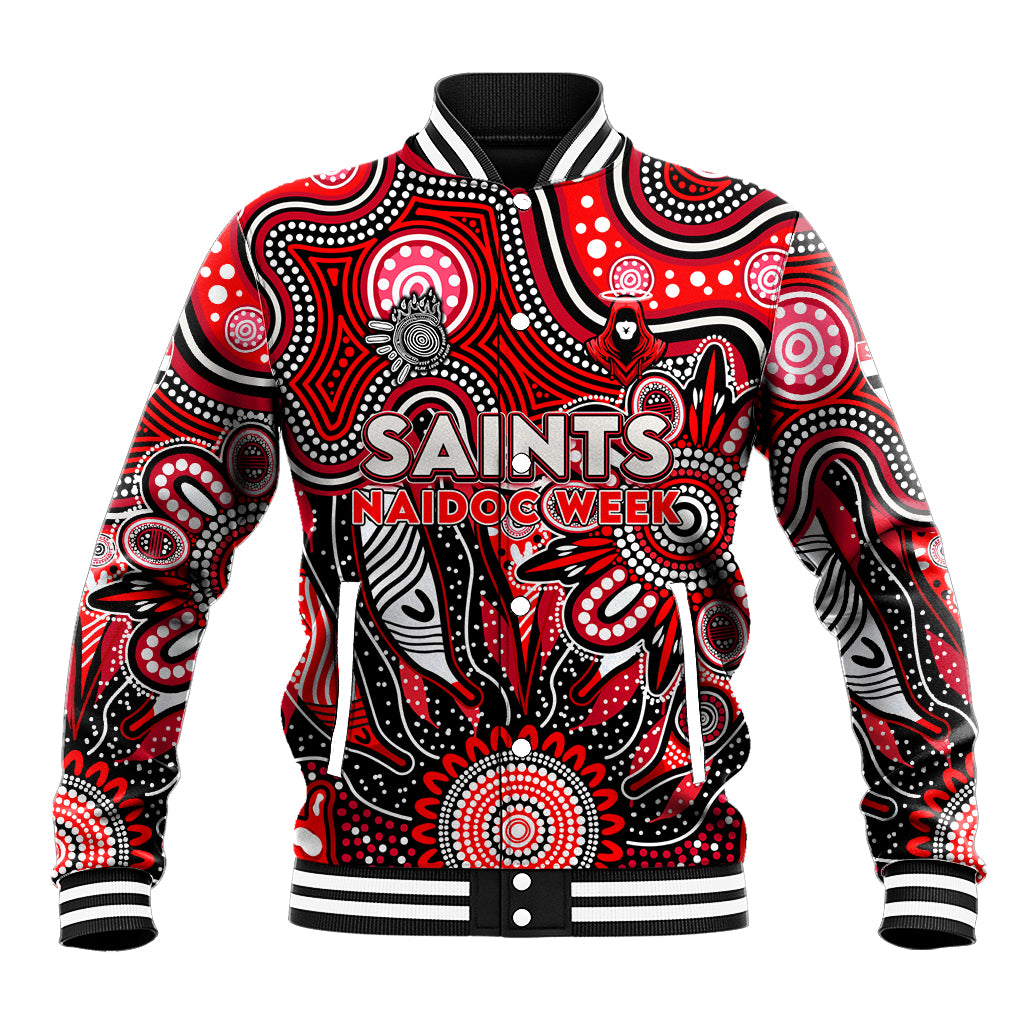 Personalised Saints NAIDOC Week 2024 Baseball Jacket Aussie Aboriginal Art