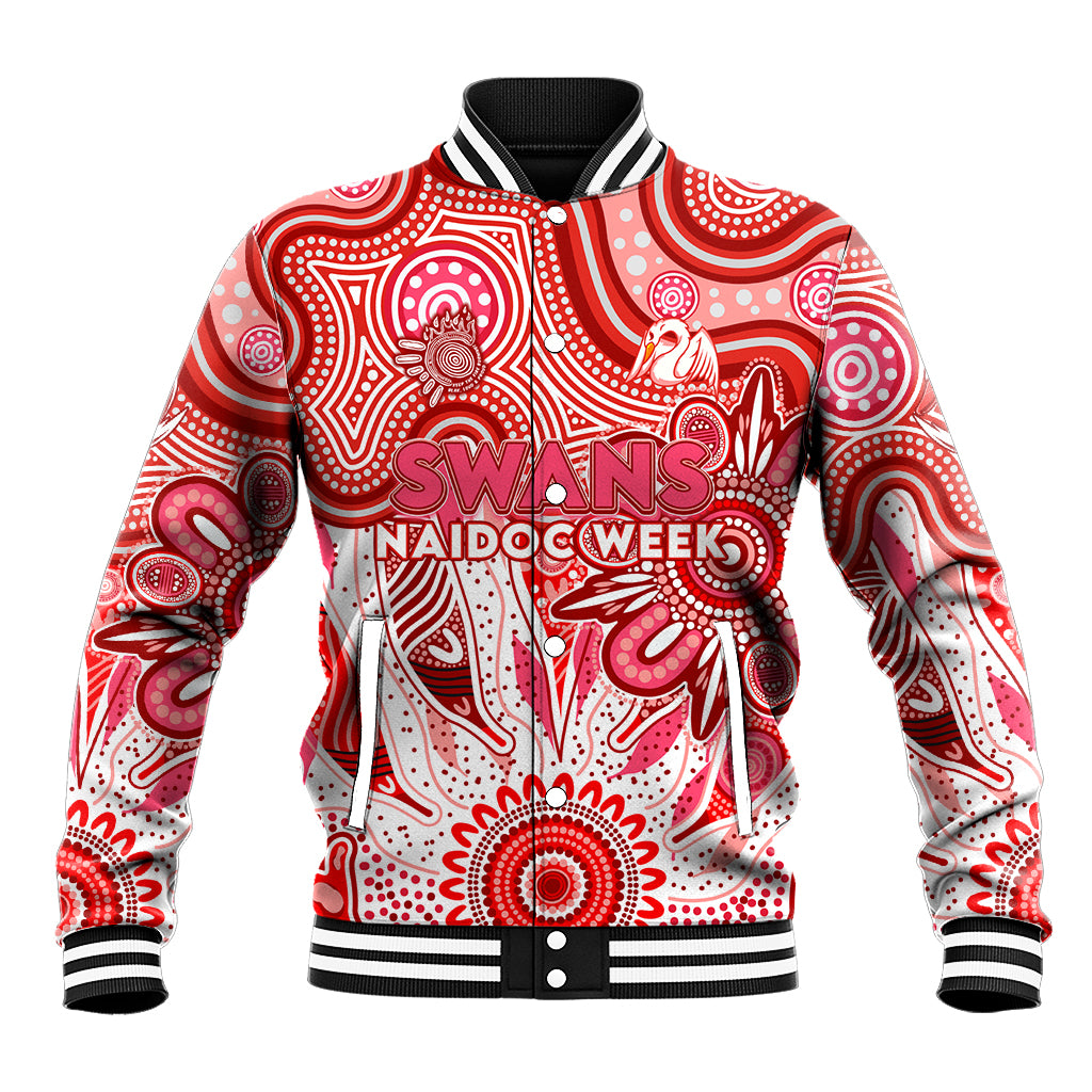 Personalised Swans NAIDOC Week 2024 Baseball Jacket Aussie Aboriginal Art