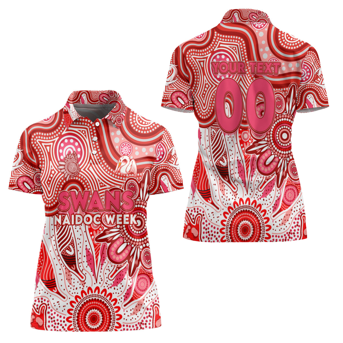 Personalised Swans NAIDOC Week 2024 Women Polo Shirt Aussie Aboriginal Art