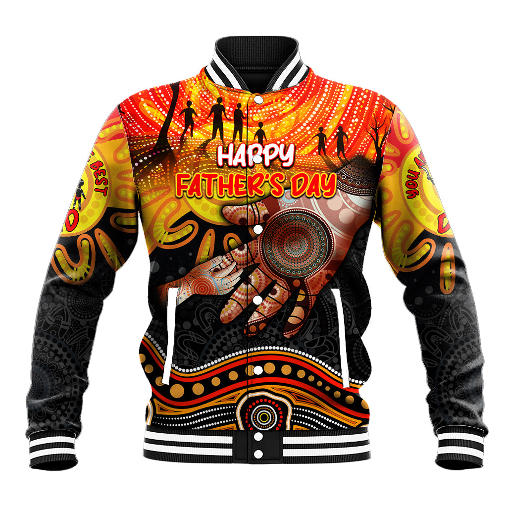 Personalised Happy Father's Day Baseball Jacket Best Dad Australia Aboriginal