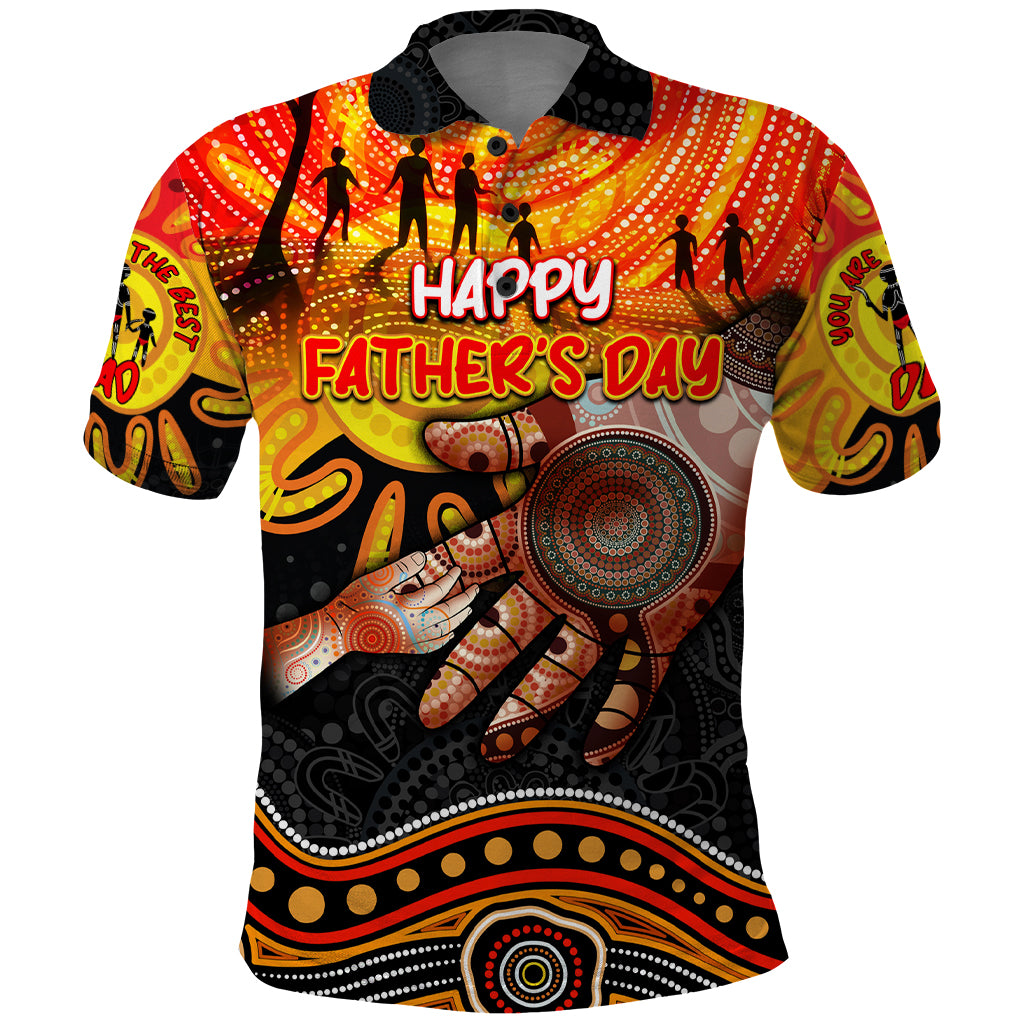 Personalised Happy Father's Day Polo Shirt Best Dad Australia Aboriginal