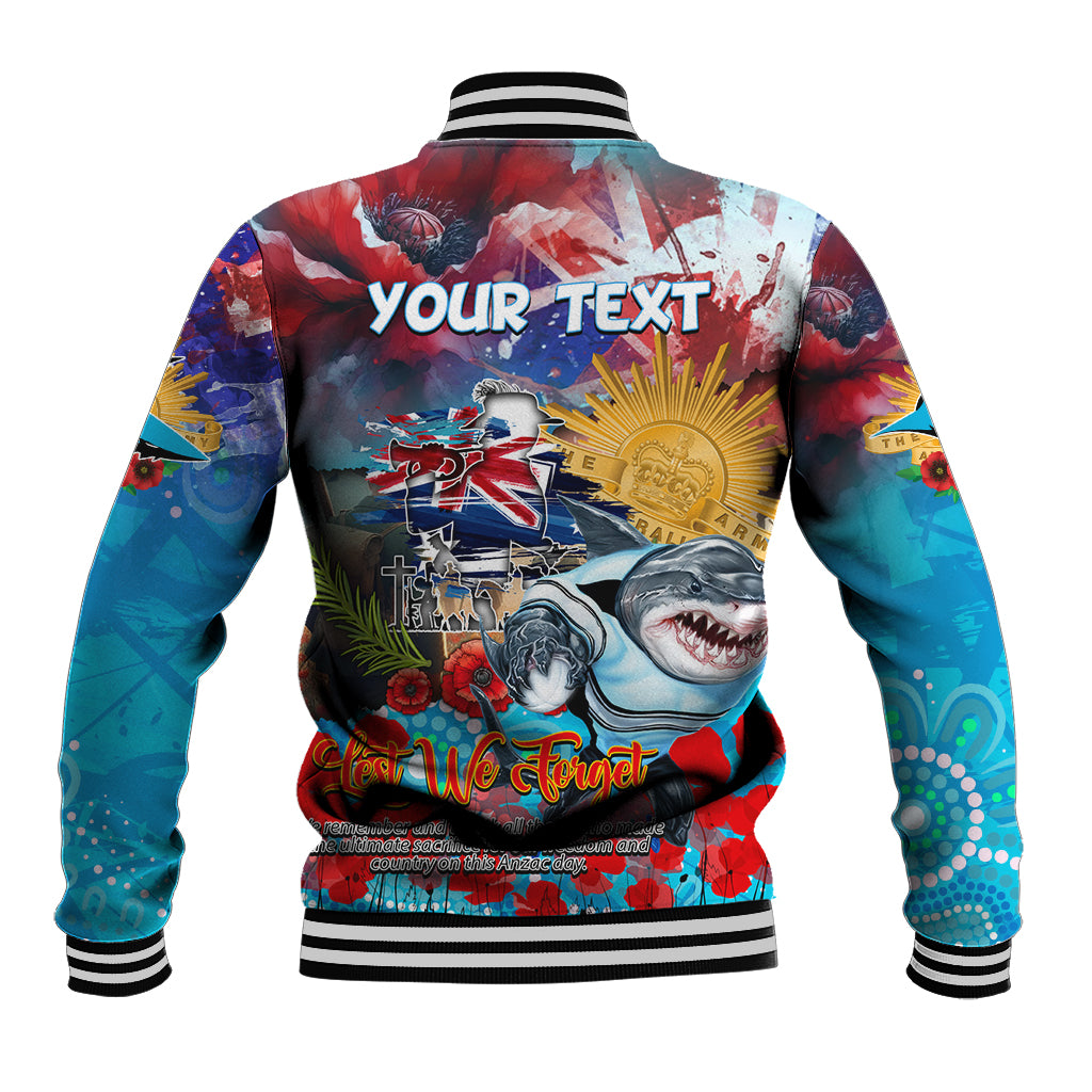 Personalised Australia Rugby Sharks ANZAC Baseball Jacket Cronulla-Sutherland Scratch Style