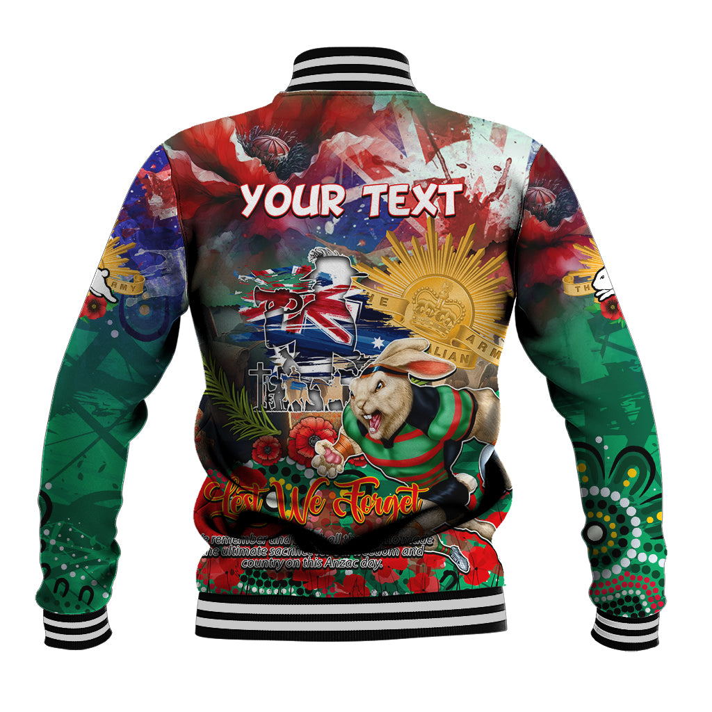 Personalised Australia Rugby Rabbitohs ANZAC Baseball Jacket South Sydney Scratch Style