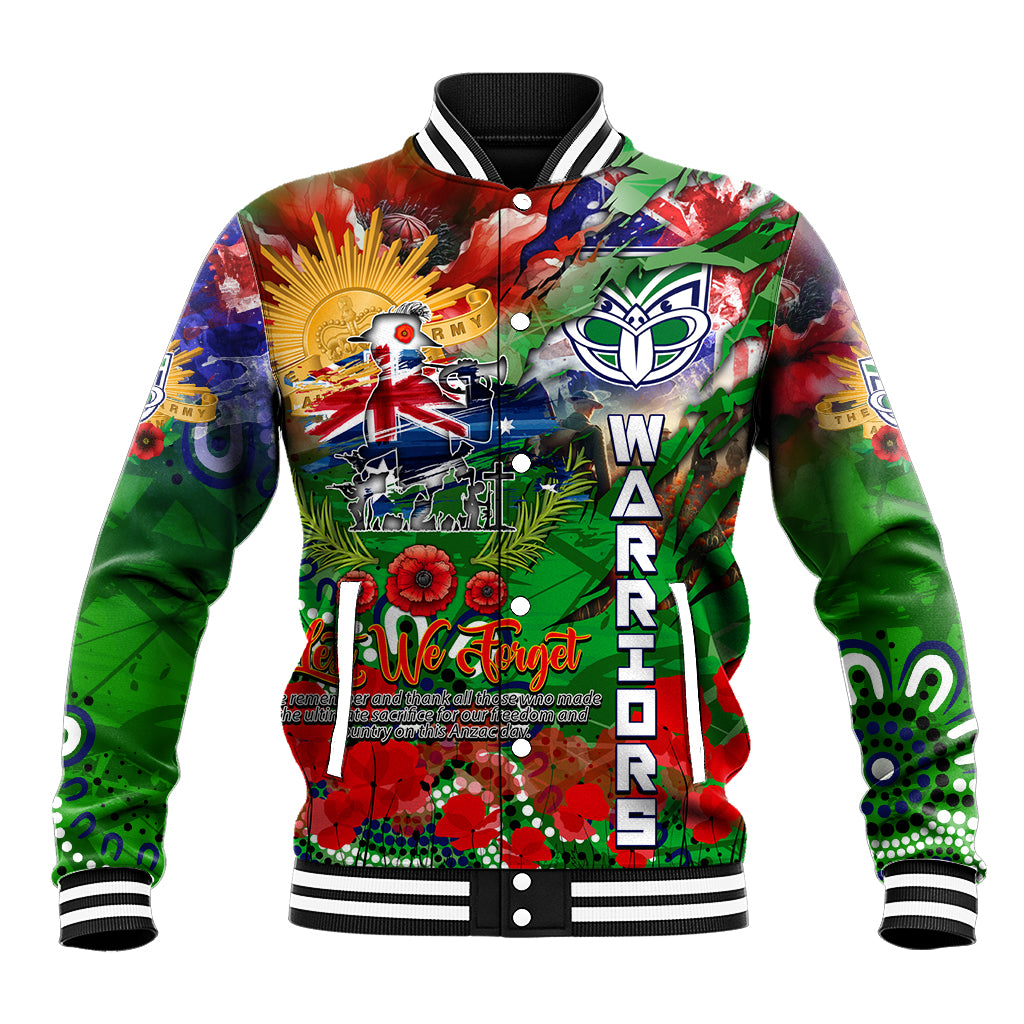 Personalised New Zealand Warriors ANZAC Baseball Jacket Scratch Style