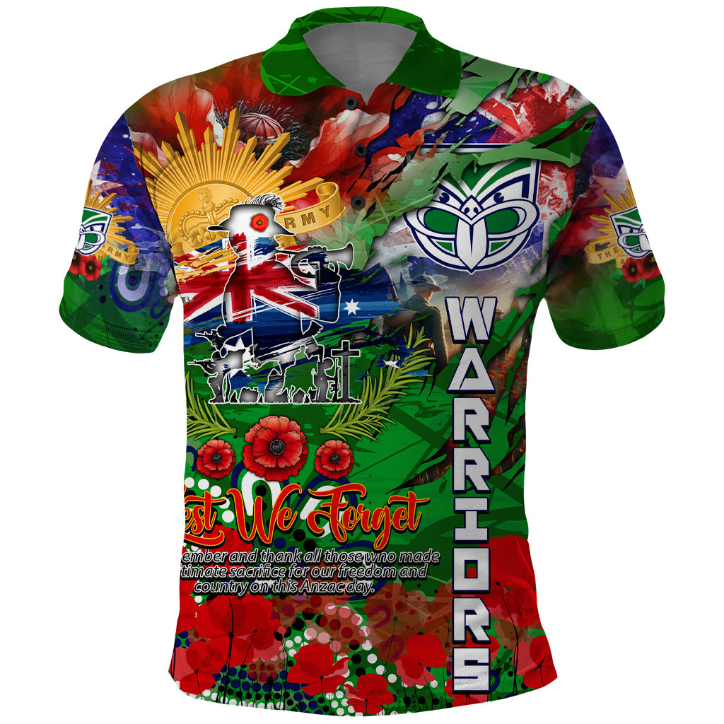 Personalised New Zealand Warriors ANZAC Polo Shirt Scratch Style