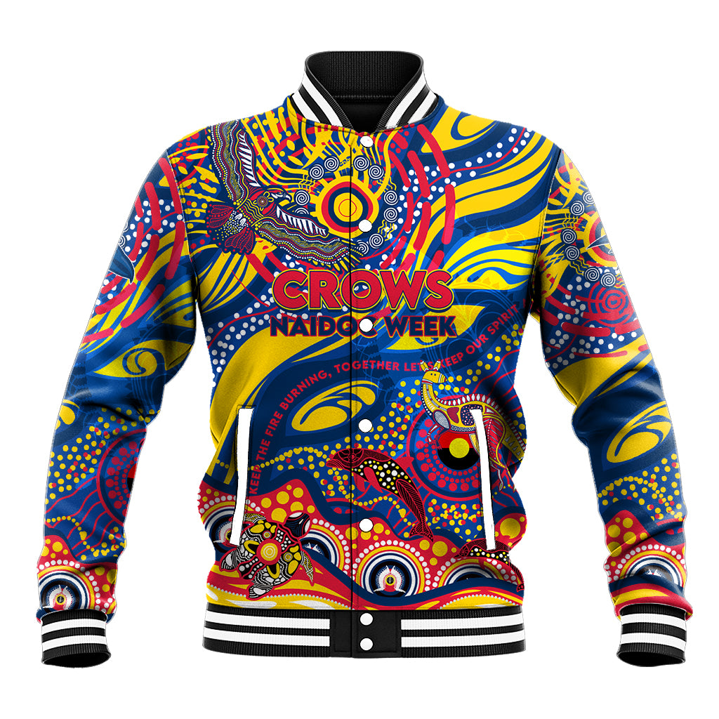 Custom NAIDOC Week 2024 Crows Baseball Jacket Aboriginal Animals Keep The Fire Burning