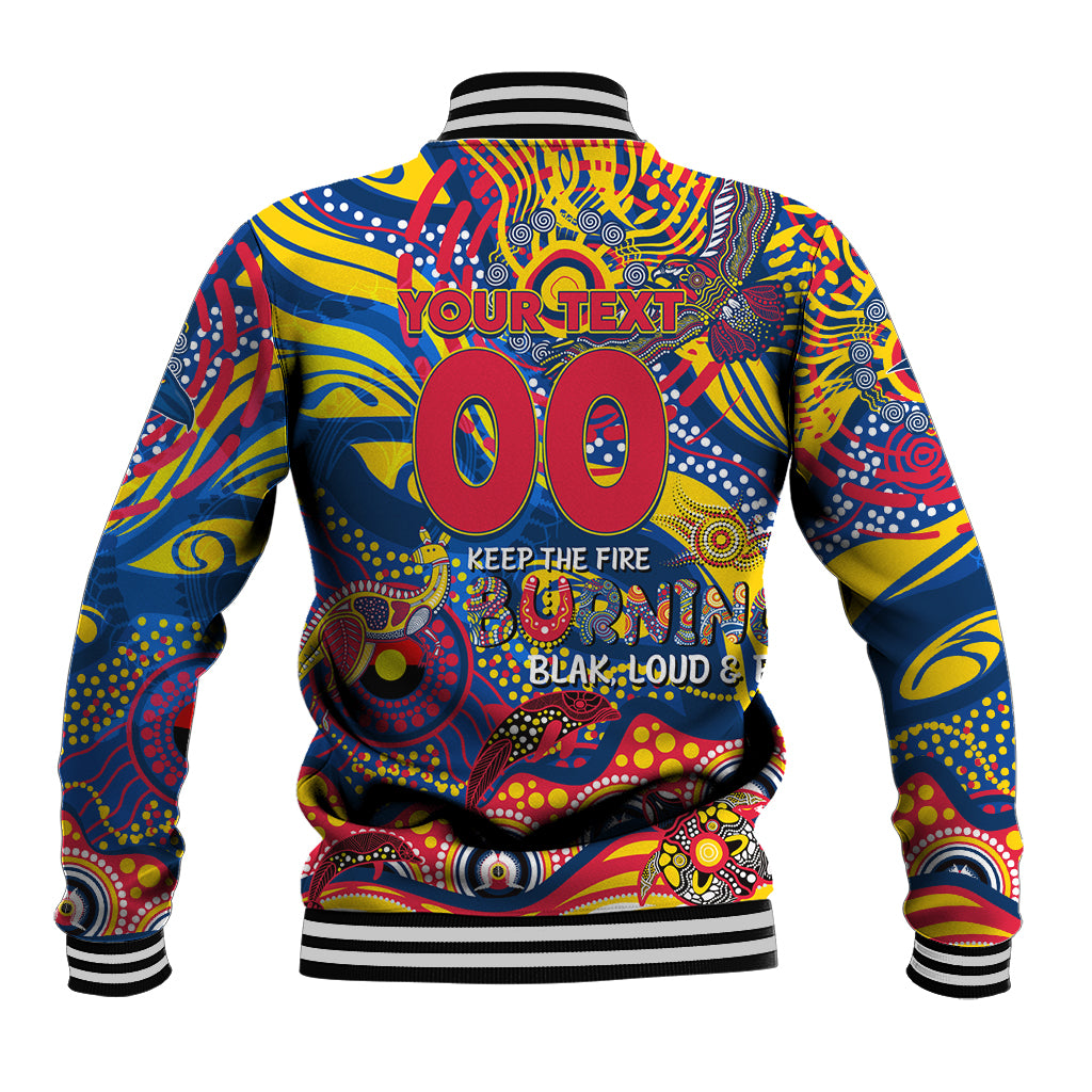 Custom NAIDOC Week 2024 Crows Baseball Jacket Aboriginal Animals Keep The Fire Burning