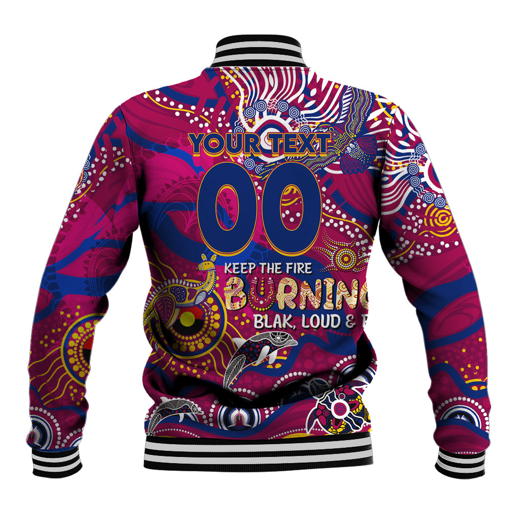 Custom NAIDOC Week 2024 Lions Baseball Jacket Aboriginal Animals Keep The Fire Burning