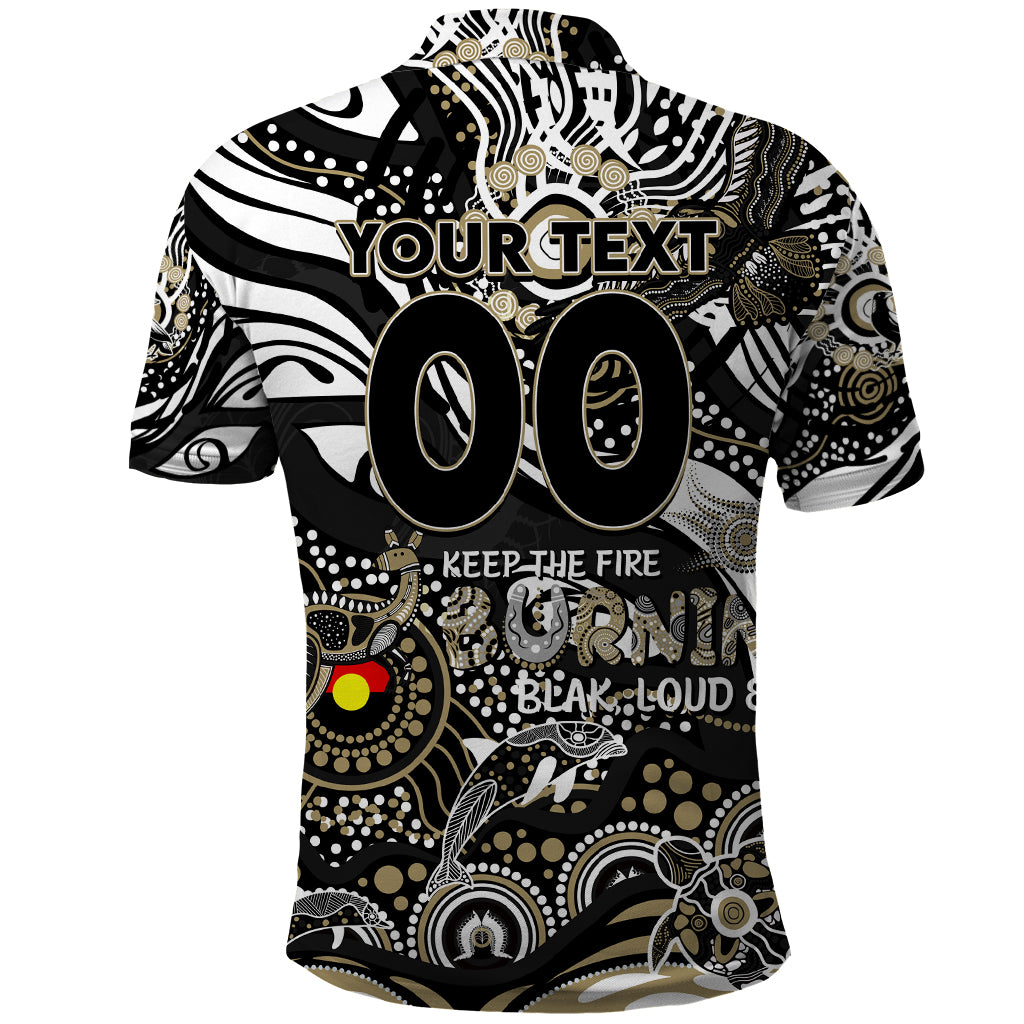 Custom NAIDOC Week 2024 Magpies Polo Shirt Aboriginal Animals Keep The Fire Burning