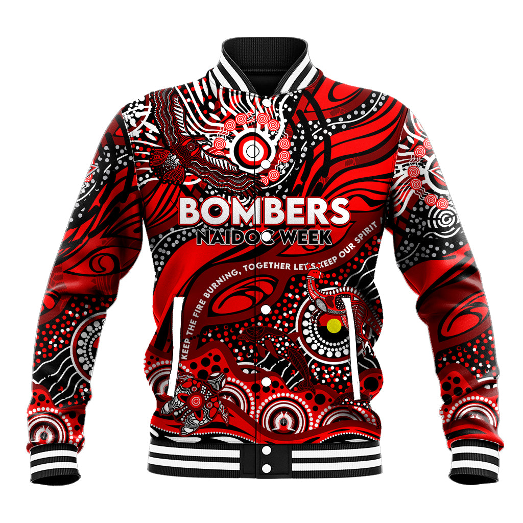 Custom NAIDOC Week 2024 Bombers Baseball Jacket Aboriginal Animals Keep The Fire Burning