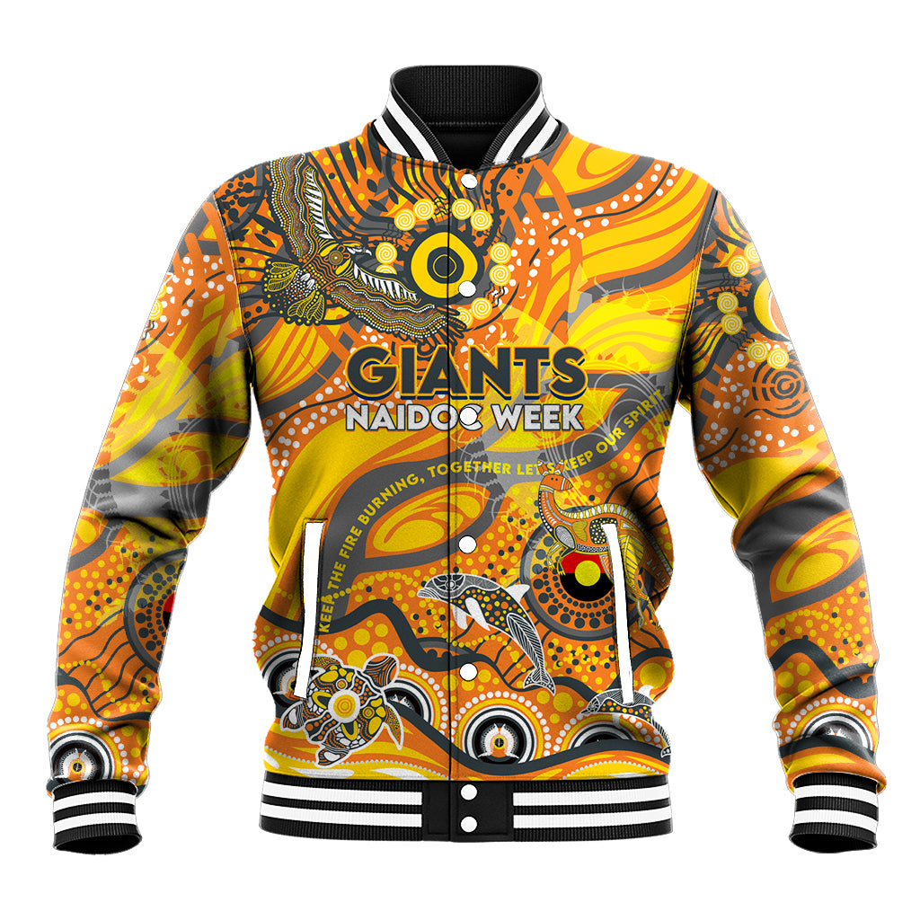 Custom NAIDOC Week 2024 Giants Baseball Jacket Aboriginal Animals Keep The Fire Burning