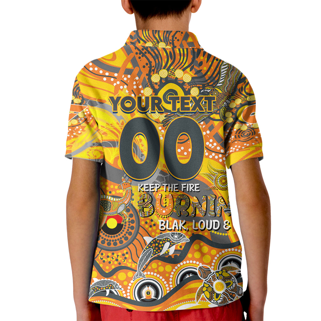 Custom NAIDOC Week 2024 Giants Kid Polo Shirt Aboriginal Animals Keep The Fire Burning