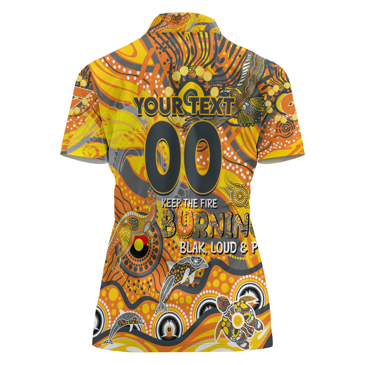 Custom NAIDOC Week 2024 Giants Women Polo Shirt Aboriginal Animals Keep The Fire Burning