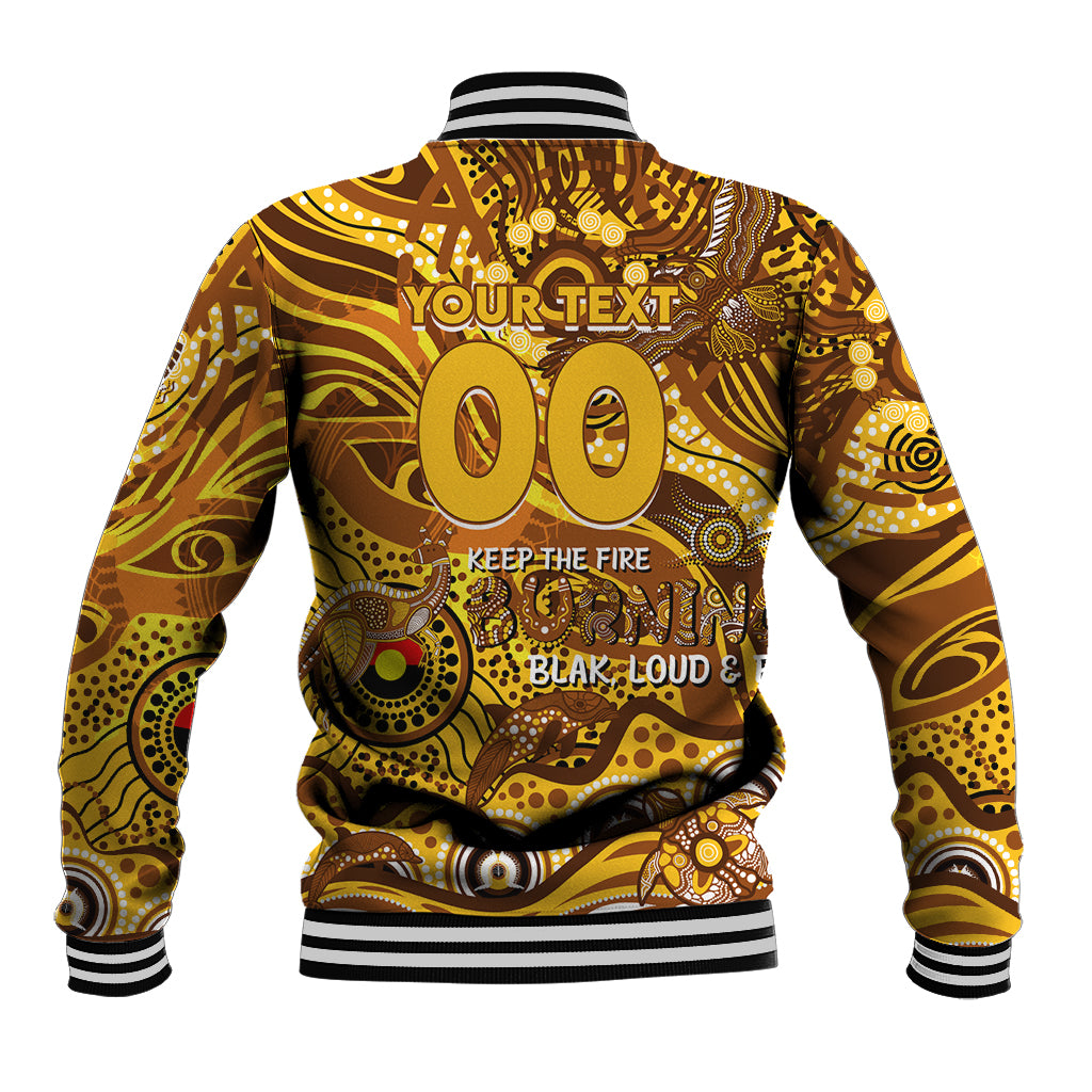 Custom NAIDOC Week 2024 Hawks Baseball Jacket Aboriginal Animals Keep The Fire Burning