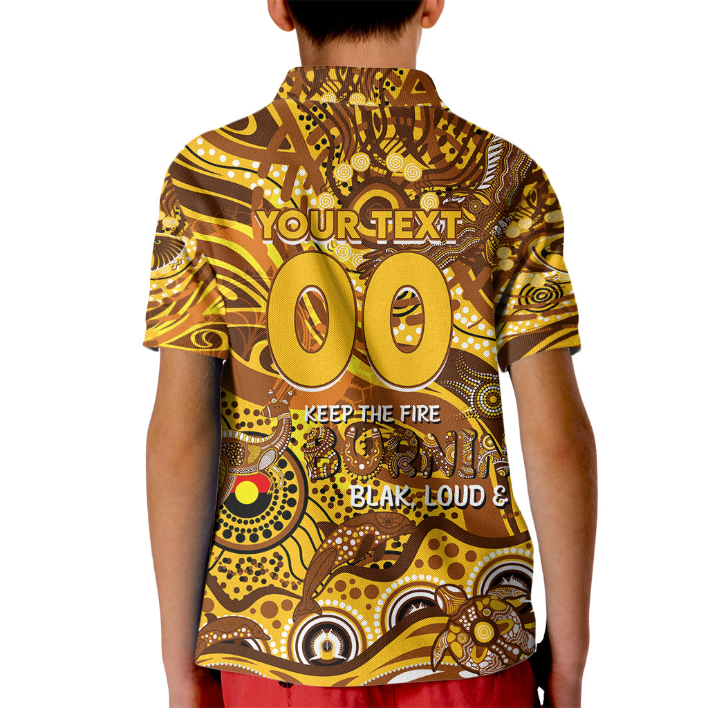 Custom NAIDOC Week 2024 Hawks Kid Polo Shirt Aboriginal Animals Keep The Fire Burning