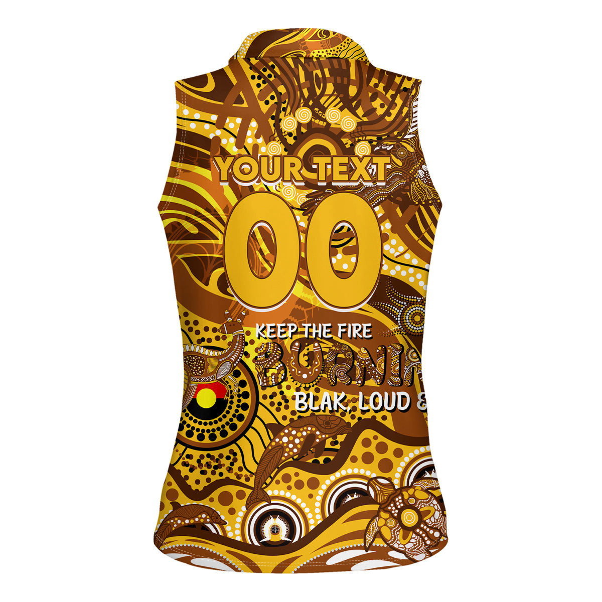 Custom NAIDOC Week 2024 Hawks Women Sleeveless Polo Shirt Aboriginal Animals Keep The Fire Burning