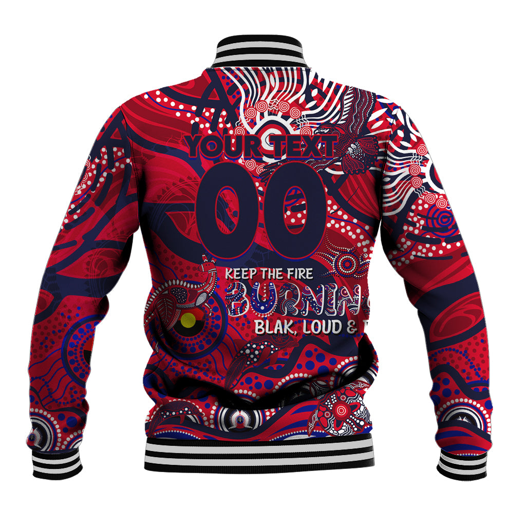 Custom NAIDOC Week 2024 Demons Baseball Jacket Aboriginal Animals Keep The Fire Burning