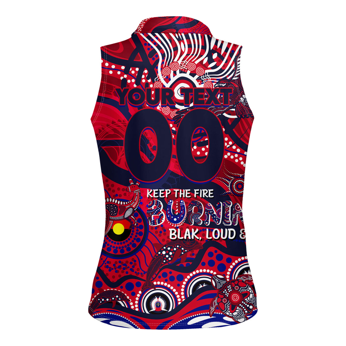 Custom NAIDOC Week 2024 Demons Women Sleeveless Polo Shirt Aboriginal Animals Keep The Fire Burning