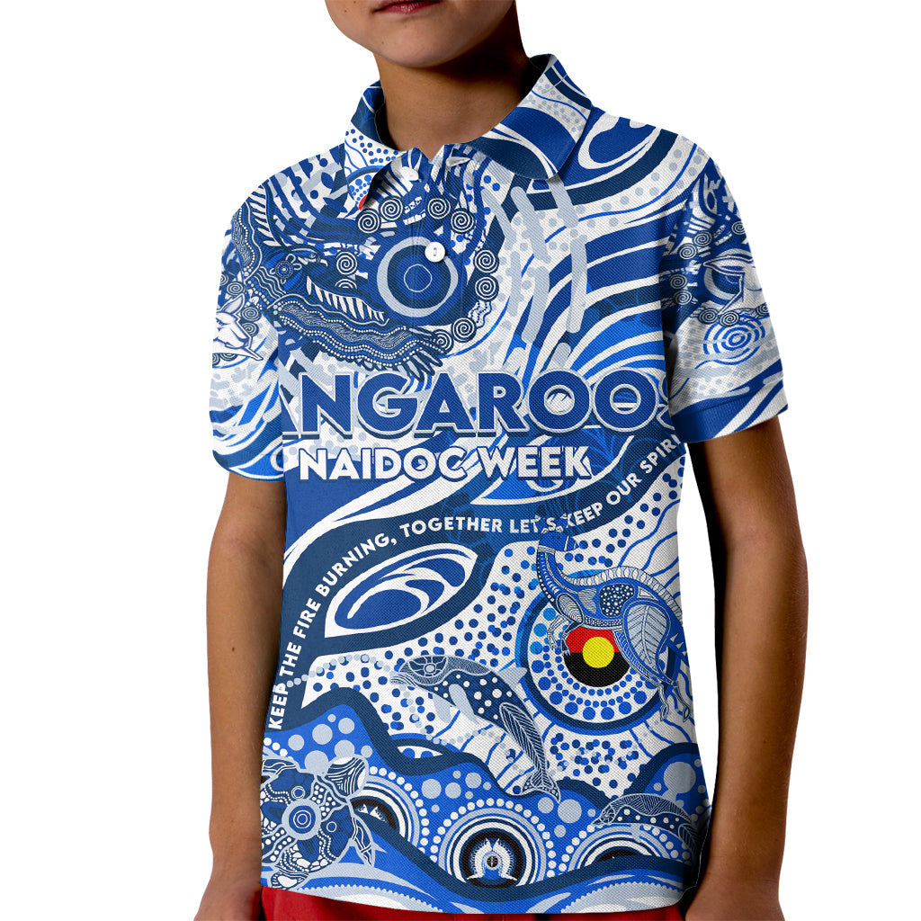 Custom NAIDOC Week 2024 Kangaroos Kid Polo Shirt Aboriginal Animals Keep The Fire Burning