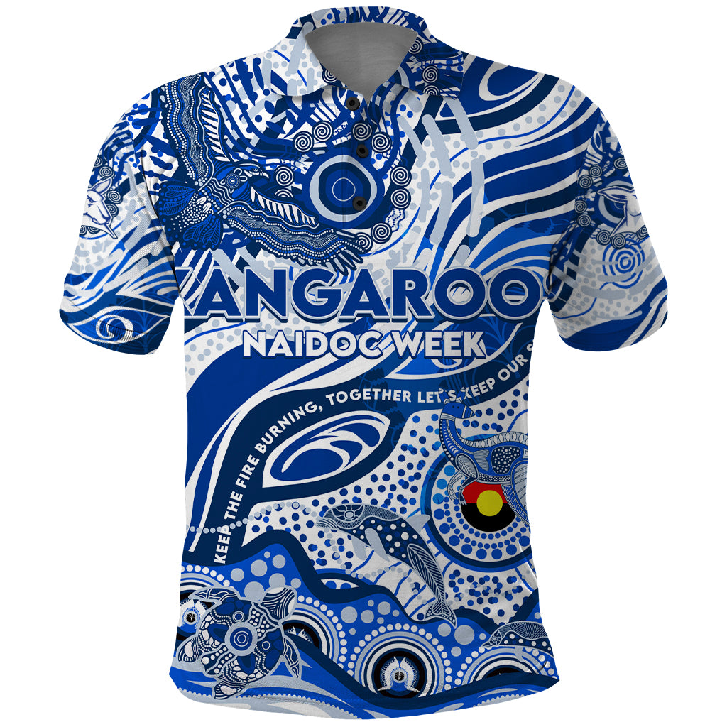 Custom NAIDOC Week 2024 Kangaroos Polo Shirt Aboriginal Animals Keep The Fire Burning