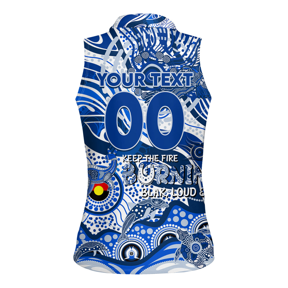 Custom NAIDOC Week 2024 Kangaroos Women Sleeveless Polo Shirt Aboriginal Animals Keep The Fire Burning