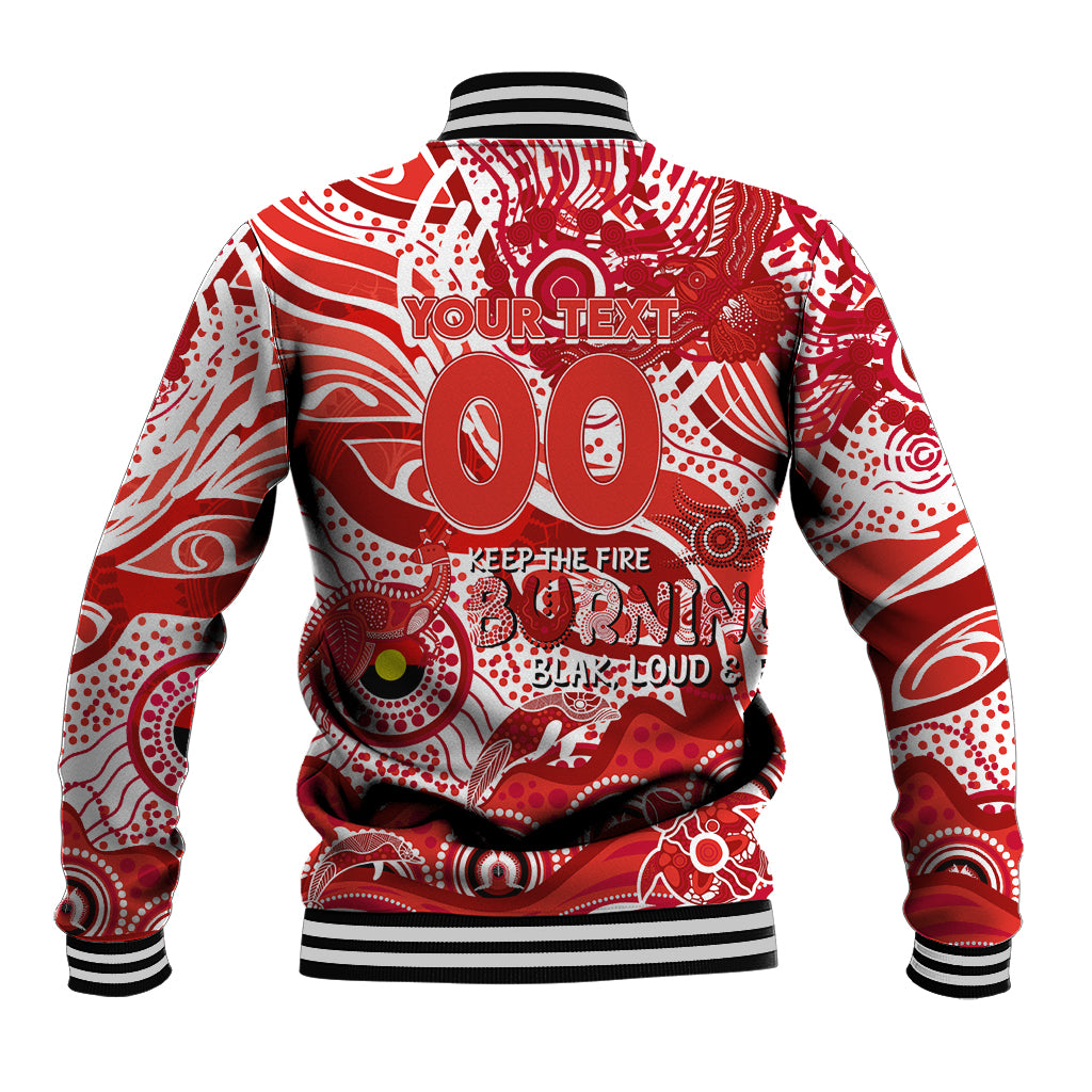 Custom NAIDOC Week 2024 Swans Baseball Jacket Aboriginal Animals Keep The Fire Burning