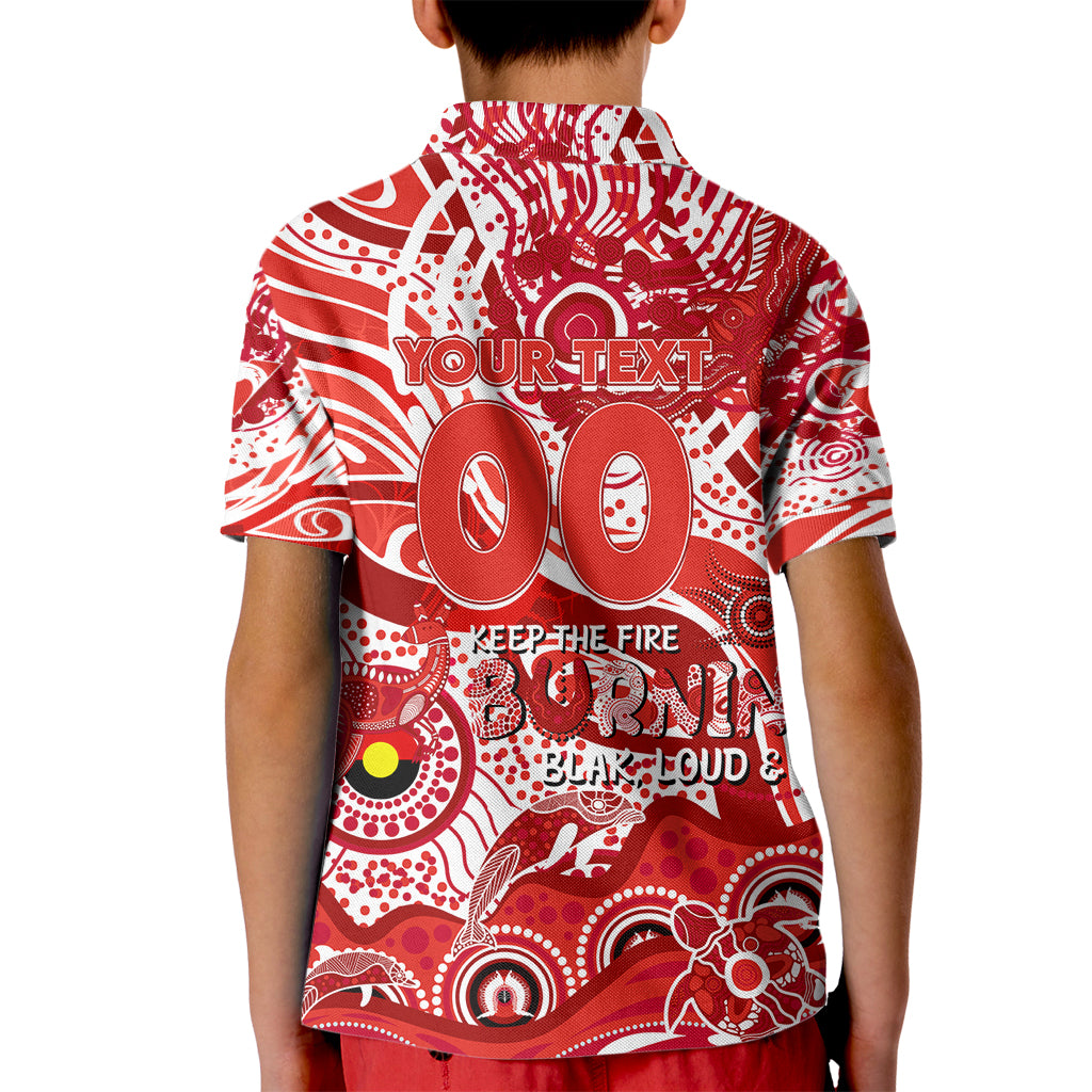 Custom NAIDOC Week 2024 Swans Kid Polo Shirt Aboriginal Animals Keep The Fire Burning