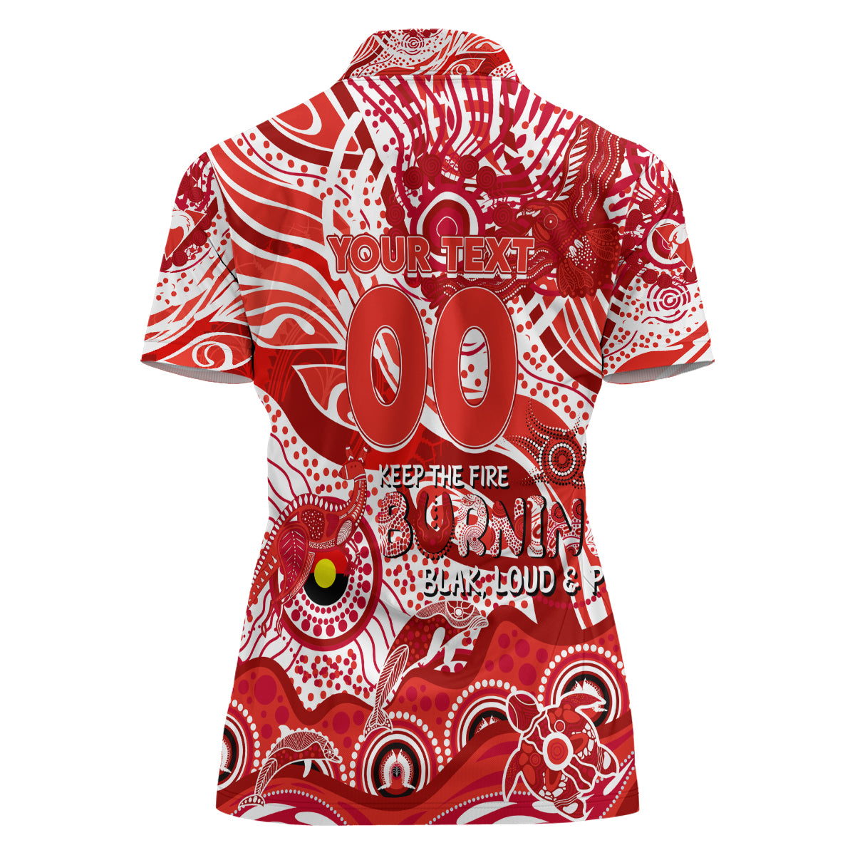 Custom NAIDOC Week 2024 Swans Women Polo Shirt Aboriginal Animals Keep The Fire Burning