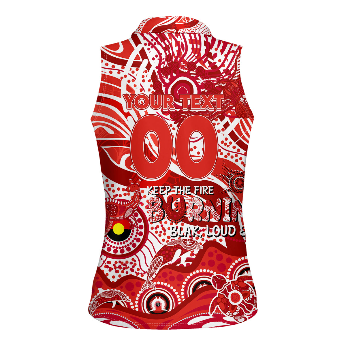 Custom NAIDOC Week 2024 Swans Women Sleeveless Polo Shirt Aboriginal Animals Keep The Fire Burning