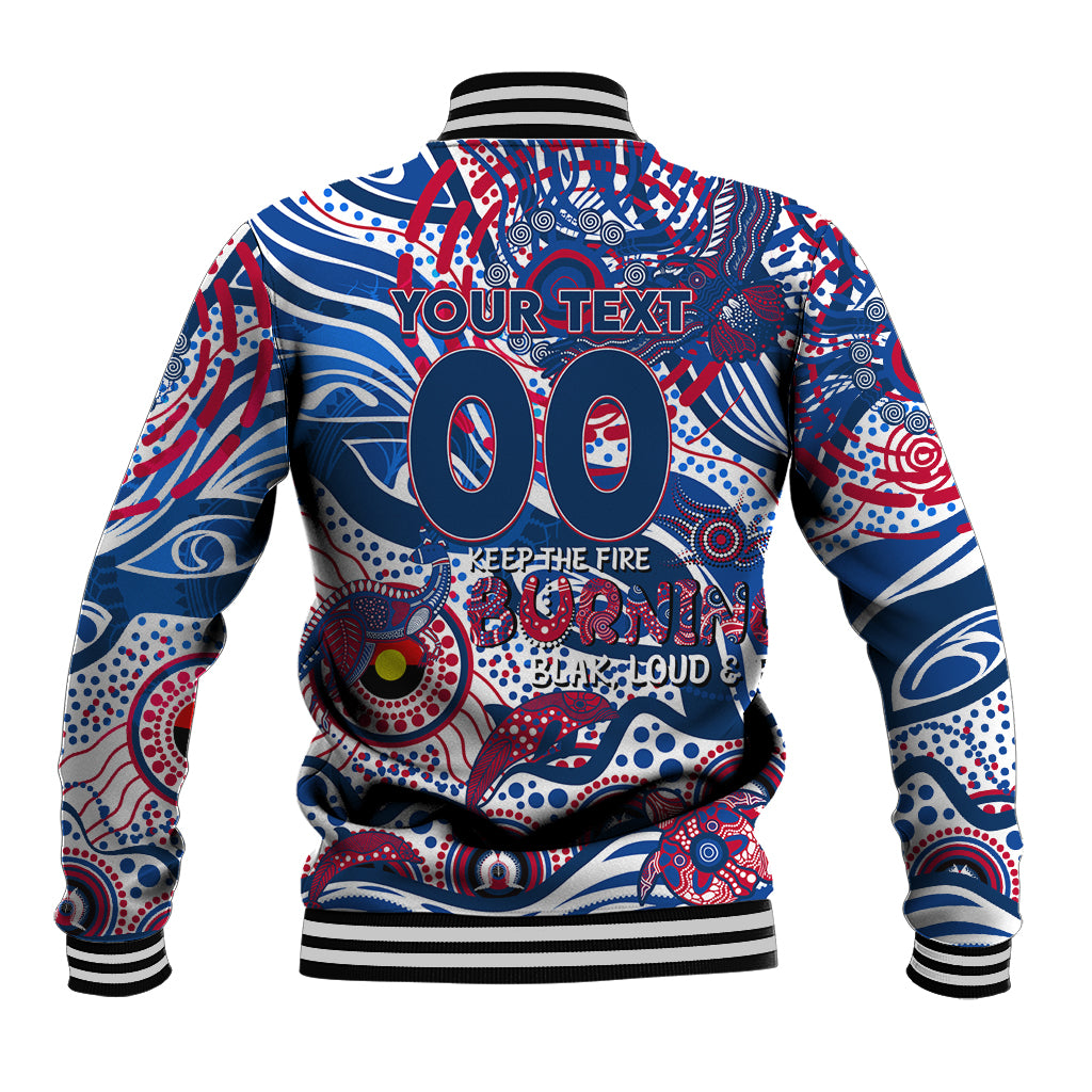 Custom NAIDOC Week 2024 Bulldogs Baseball Jacket Aboriginal Animals Keep The Fire Burning